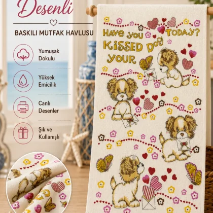 Sevimli Ayıcıklar Desenli 40x60 Baskılı Mutfak Havlusu